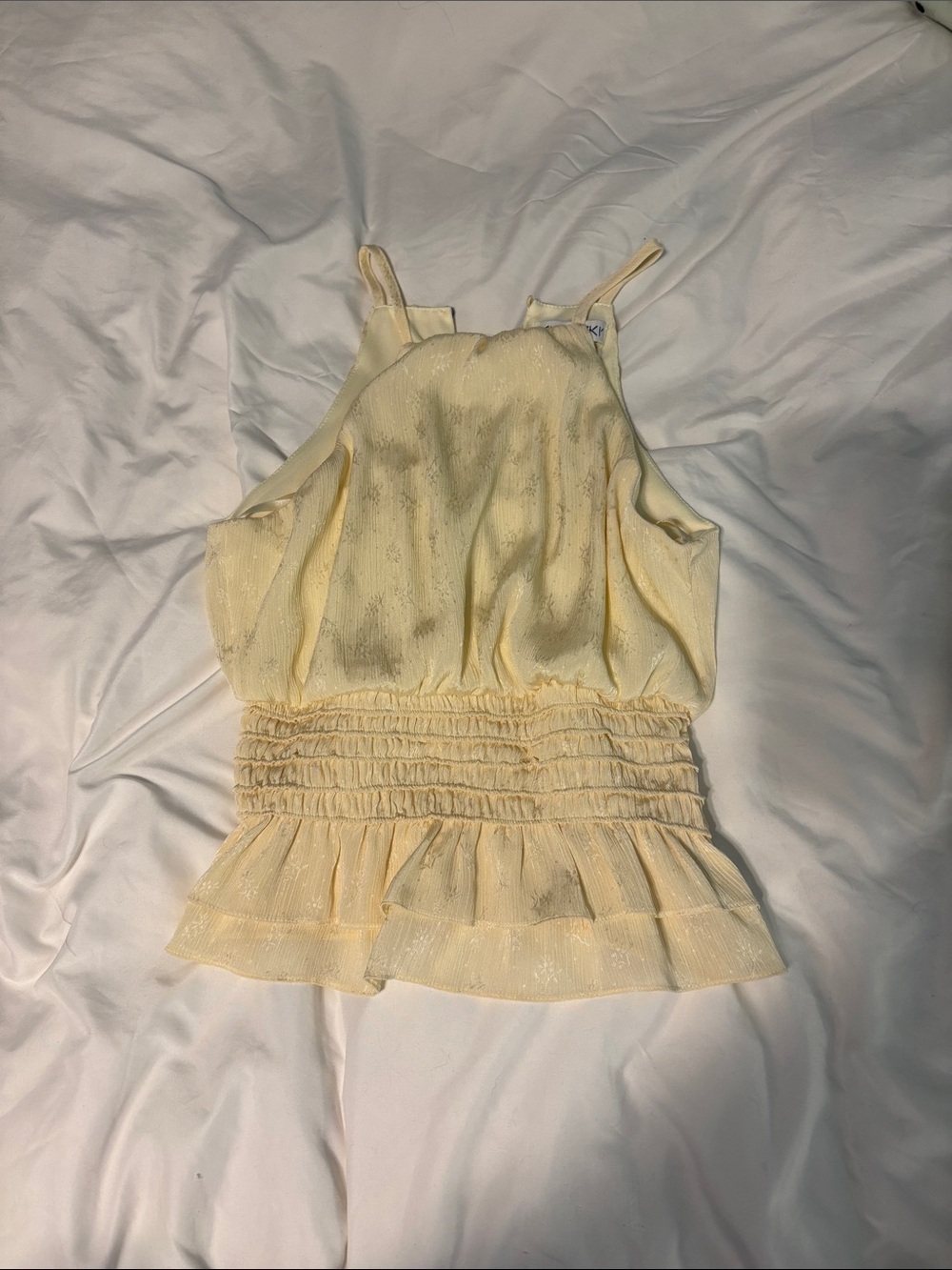She + Sky Yellow Smocked Ruffle Cami